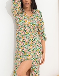 Εικόνα από Midi floral φόρεμα με σκίσιμο Πράσινο