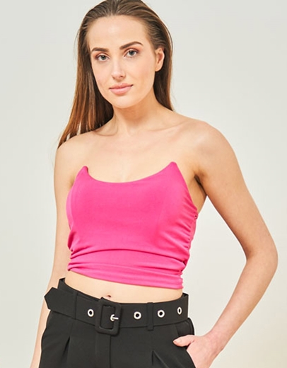 Εικόνα της Strapless τοπάκι με επένδυση στο στήθος Φούξια