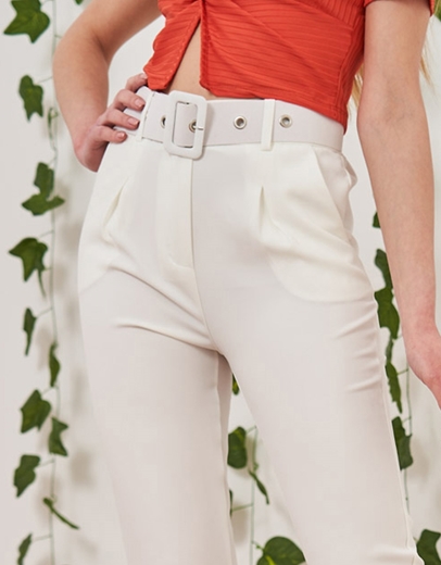 Εικόνα της Παντελόνι ψηλόμεσο με ζώνη Λευκό