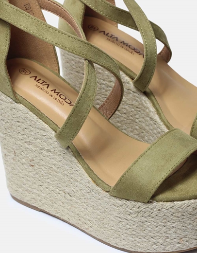 Εικόνα της Πλατφόρμες suede με χιαστί λουράκια Πράσινο