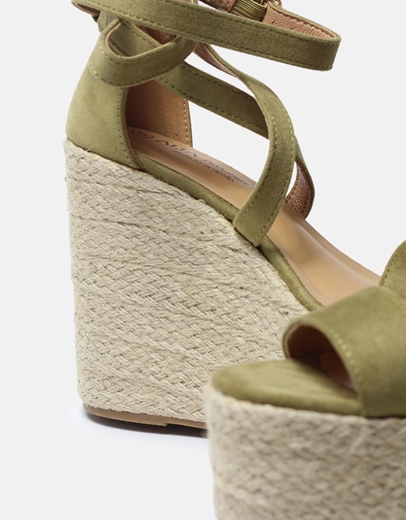 Εικόνα της Πλατφόρμες suede με χιαστί λουράκια Πράσινο
