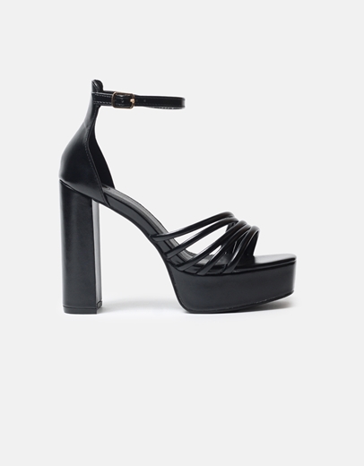 Εικόνα της Ψηλοτάκουνα πέδιλα με τετράγωνο τακούνι Μαύρο