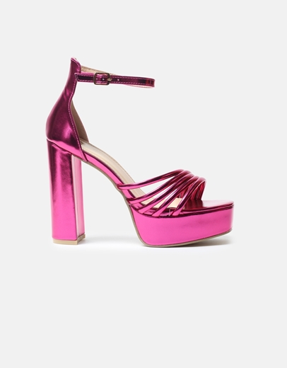 Εικόνα της Ψηλοτάκουνα πέδιλα με τετράγωνο τακούνι Φούξια