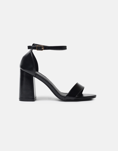 Εικόνα της Basic πέδιλα με τετράγωνο τακούνι και μπαρέτα Μαύρο