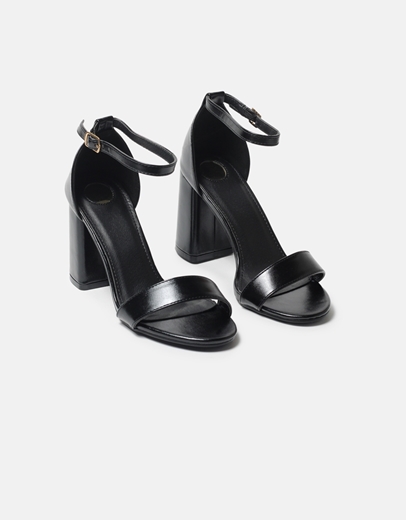 Εικόνα της Basic πέδιλα με τετράγωνο τακούνι και μπαρέτα Μαύρο