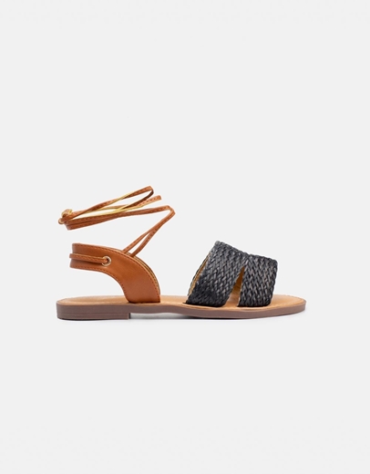 Εικόνα της Γυναικεία σανδάλια lace up Μαύρο