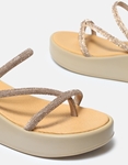 Εικόνα από Σανδάλια flatforms από γνήσιο δέρμα με strass Χαλκός