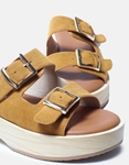 Εικόνα από Suede σανδάλια flatforms με διπλό τοκά Κάμελ