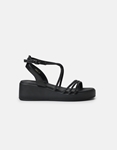 Εικόνα από Σανδάλια flatforms με λουράκια από strass Μαύρο