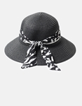 Εικόνα από Ψάθινο καπέλο μονόχρωμο με διακοσμητική κορδέλα Μαύρο