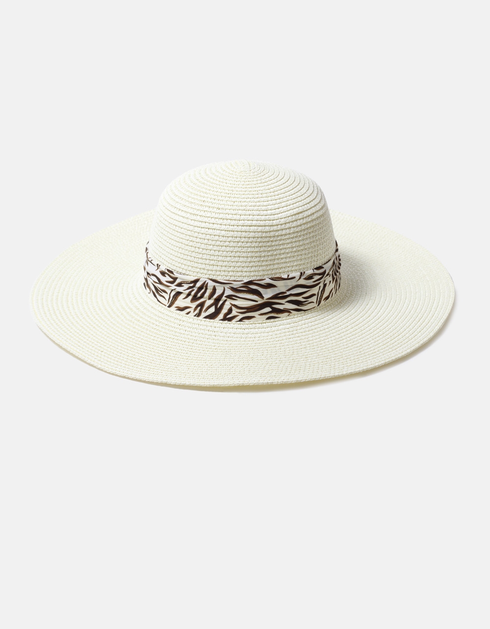 Εικόνα από Ψάθινο καπέλο με κορδέλα και πλατύ γείσο Μπεζ