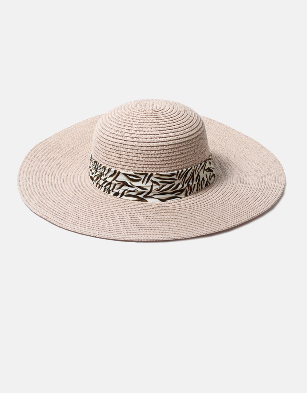 Εικόνα από Ψάθινο καπέλο με κορδέλα και πλατύ γείσο Ροζ