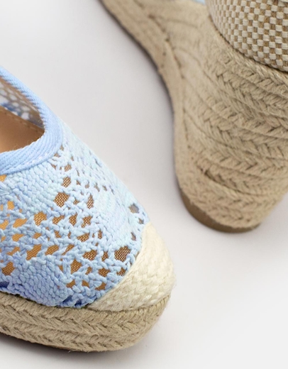 Εικόνα της Γυναικείες εσπαντρίγιες lace up με δαντέλα Σιέλ