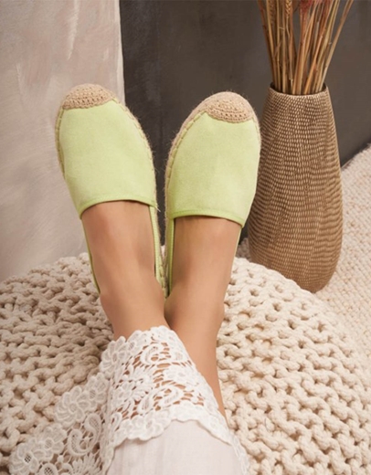 Εικόνα της Suede εσπαντρίγιες με διακοσμητική ραφή Πράσινο