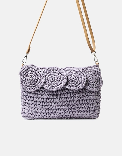 Εικόνα της Ψάθινος φάκελος με διακοσμητικά στοιχεία Λιλά