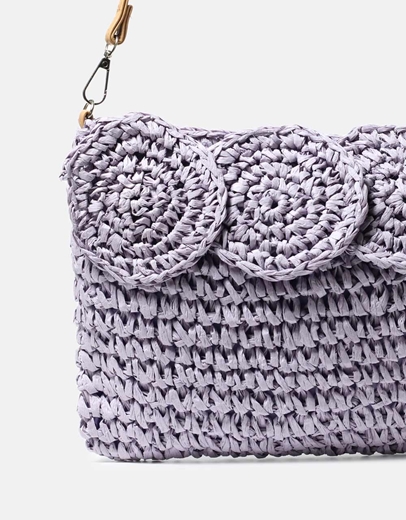 Εικόνα της Ψάθινος φάκελος με διακοσμητικά στοιχεία Λιλά