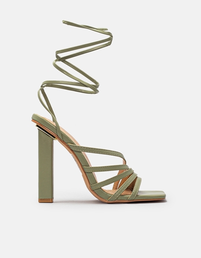 Εικόνα της Γυναικεία πέδιλα με μεταλλική λεπτομέρεια στο τακούνι Πράσινο