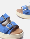 Εικόνα από Suede σανδάλια flatforms με διπλό τοκά Μπλε