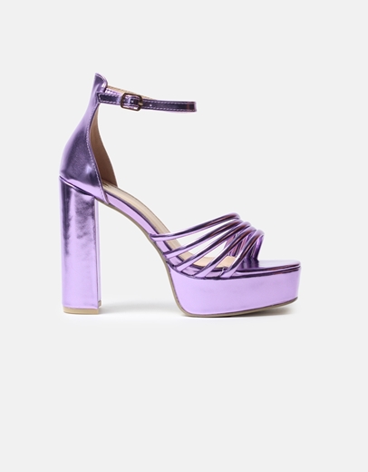 Εικόνα της Ψηλοτάκουνα πέδιλα με τετράγωνο τακούνι Λιλά