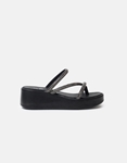 Εικόνα από Σανδάλια flatforms από γνήσιο δέρμα με strass Μαύρο