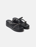 Εικόνα από Σανδάλια flatforms από γνήσιο δέρμα με strass Μαύρο