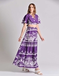 Εικόνα από Boho σετ με maxi φούστα και κρουαζέ crop top Μωβ