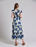 Εικόνα από Κρουαζέ maxi φόρεμα με βολάν και floral μοτίβο Μπλε
