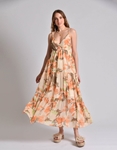 Εικόνα από Κρουαζέ maxi φόρεμα τιραντάκι με βολάν Πορτοκαλί