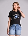 Εικόνα από Βαμβακερό t-shirt με μάτι και πολύχρωμες πέτρες Μαύρο