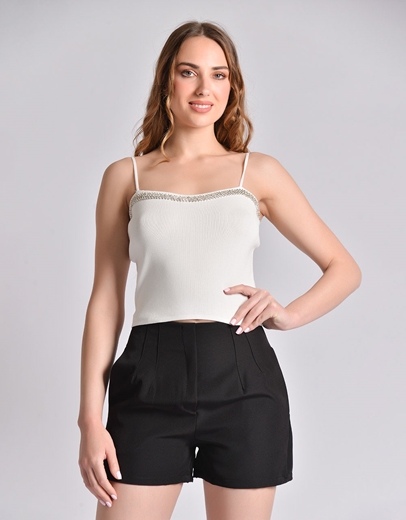 Εικόνα της Τοπ τιραντάκι με λεπτομέρεια από strass Λευκό