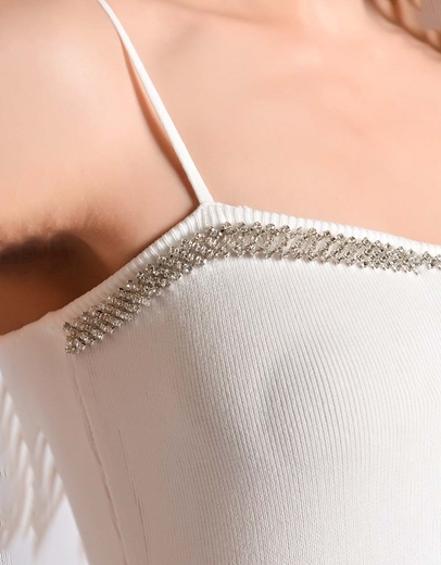Εικόνα της Τοπ τιραντάκι με λεπτομέρεια από strass Λευκό
