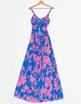 Εικόνα από Μάξι φόρεμα με μοτίβο και άνοιγμα στην πλάτη Μπλε