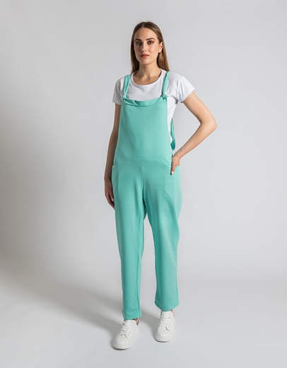 Εικόνα της Μονόχρωμη σαλοπέτα με τσέπες στο πλάι Τιρκουάζ