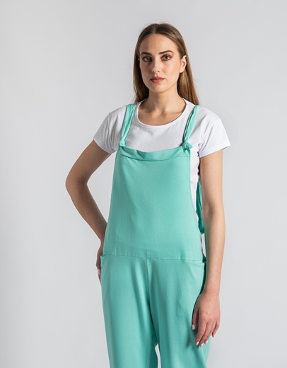 Εικόνα της Μονόχρωμη σαλοπέτα με τσέπες στο πλάι Τιρκουάζ