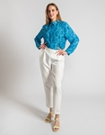 Εικόνα από Πουκάμισο με boho pattern και κρυφά κουμπιά Μπλε