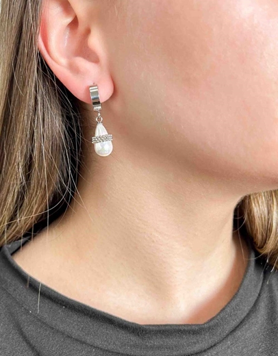 Εικόνα της Κρεμαστά σκουλαρίκια από ανοξείδωτο ατσάλι Ασημί