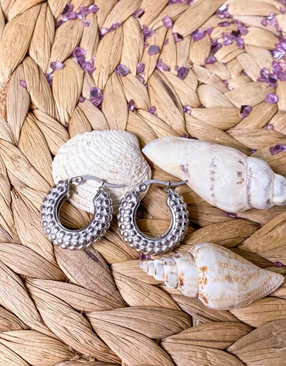 Εικόνα της Κρίκοι σε ανάγλυφο σχέδιο από ανοξείδωτο ατσάλι Ασημί