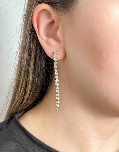 Εικόνα της Σκουλαρίκια με πετράδια από ανοξείδωτο ατσάλι Χρυσό