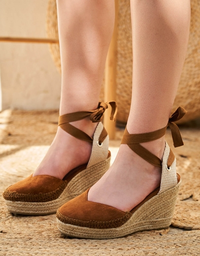 Εικόνα της Γυναικείες εσπαντρίγιες με διακοσμητικό πλέξιμο lace up μονόχρωμες Ταμπά