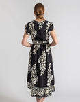 Εικόνα από Ασύμμετρο κρουαζέ φόρεμα με ζώνη και βολάν Μαύρο