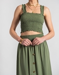 Εικόνα από Βαμβακερό σετ με maxi φούστα και crop top Χακί