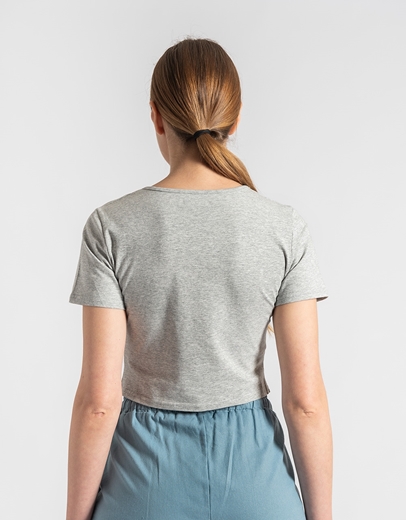 Εικόνα της Βαμβακερό crop top μονόχρωμο με αλυσίδα Γκρι