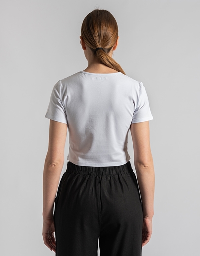 Εικόνα της Βαμβακερό crop top μονόχρωμο με αλυσίδα Λευκό