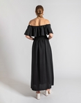 Εικόνα από Βαμβακερό off shoulders maxi φόρεμα με βολάν Μαύρο