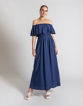 Εικόνα από Βαμβακερό off shoulders maxi φόρεμα με βολάν Navy