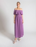 Εικόνα από Βαμβακερό off shoulders maxi φόρεμα με βολάν Λιλά