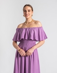 Εικόνα από Βαμβακερό off shoulders maxi φόρεμα με βολάν Λιλά