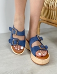 Εικόνα από Suede σανδάλια flatforms με διπλό τοκά Μπλε