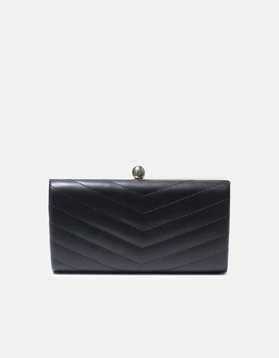 Εικόνα της Τσαντάκι clutch με διακοσμητικές ραφές Μαύρο