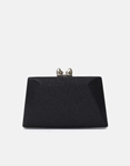 Εικόνα από Clutch υφασμάτινο με διακοσμητικό κλιπ καρδιές Μαύρο